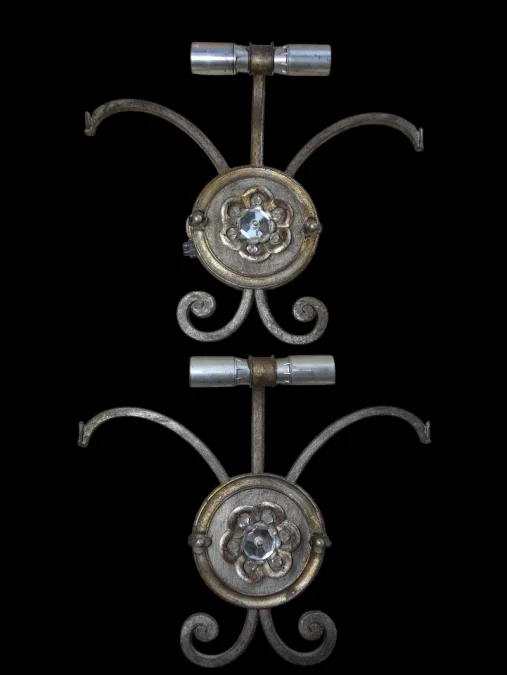 Paire d'appliques fer forgé Dlg de G.poillerat 1940 / 1960
