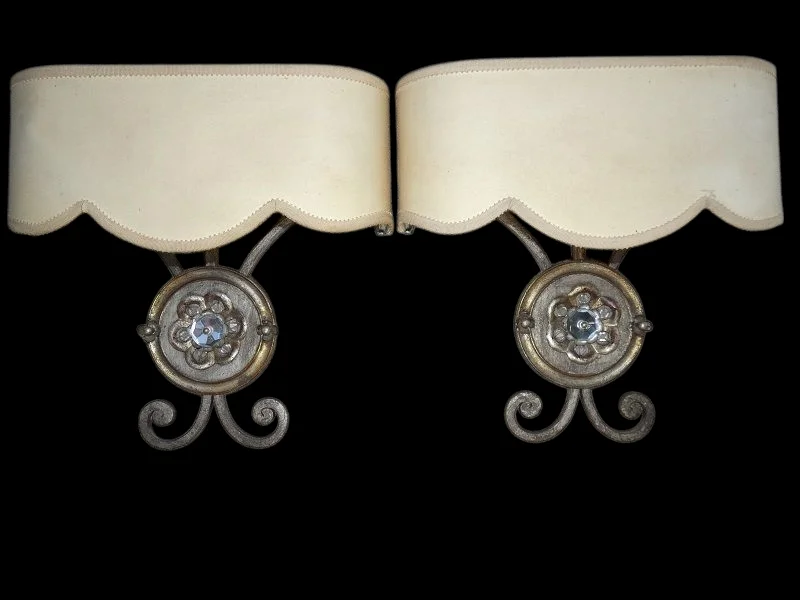 Paire d'appliques fer forgé Dlg de G.poillerat 1940 / 1960