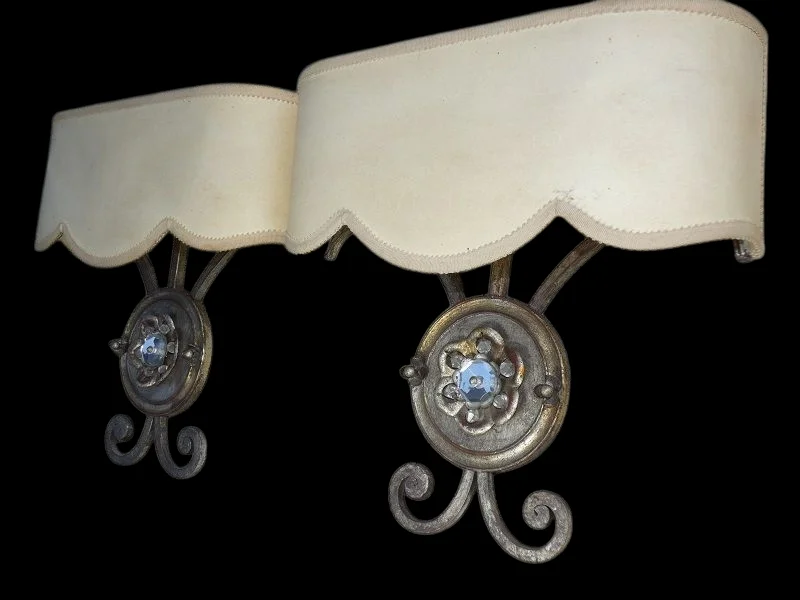 Paire d'appliques fer forgé Dlg de G.poillerat 1940 / 1960