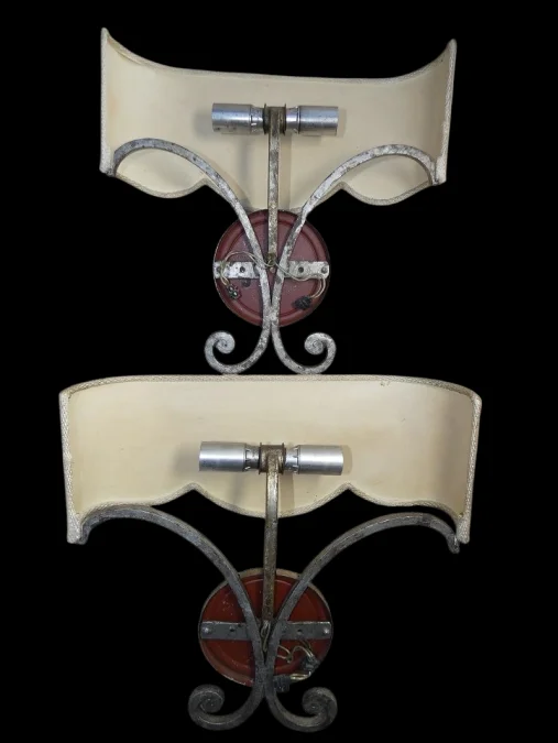 Paire d'appliques fer forgé Dlg de G.poillerat 1940 / 1960
