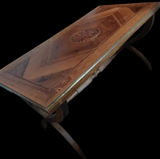 Table basse de salon en marqueterie 1960 ( Italie )