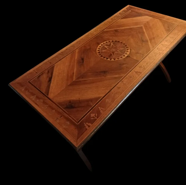 Table basse de salon en marqueterie 1960 ( Italie )