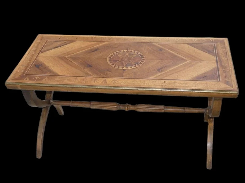 Table basse de salon en marqueterie 1960 ( Italie )