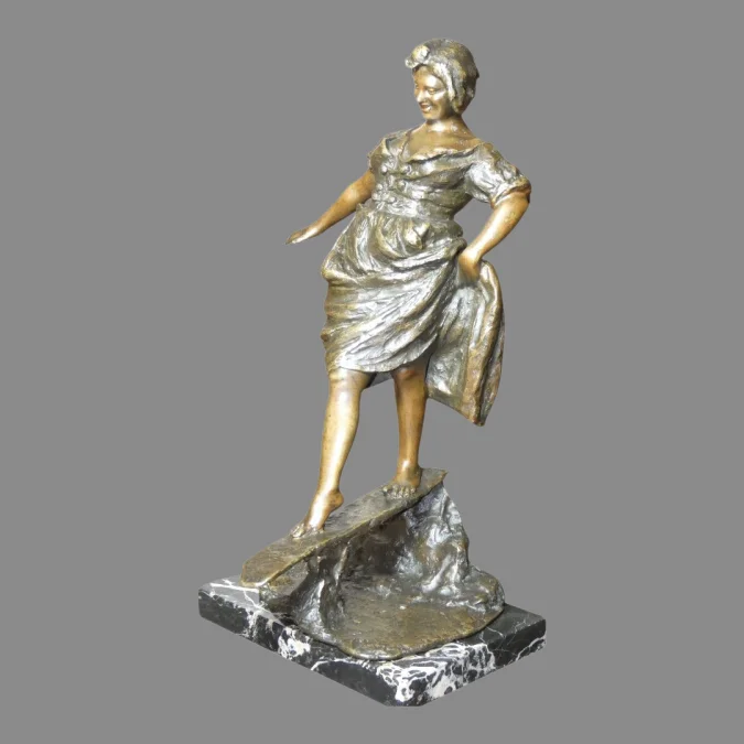 Bronze " L'équilibre " par Gabriel PARENTE à Naples 1875-1899