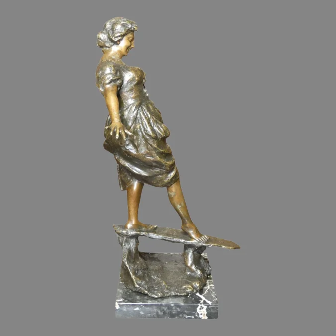Bronze " L'équilibre " par Gabriel PARENTE à Naples 1875-1899
