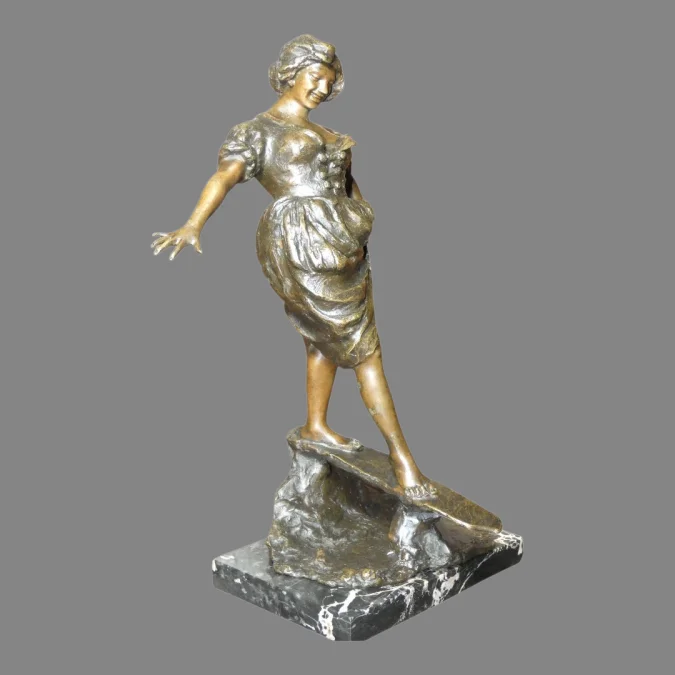 Bronze " L'équilibre " par Gabriel PARENTE à Naples 1875-1899