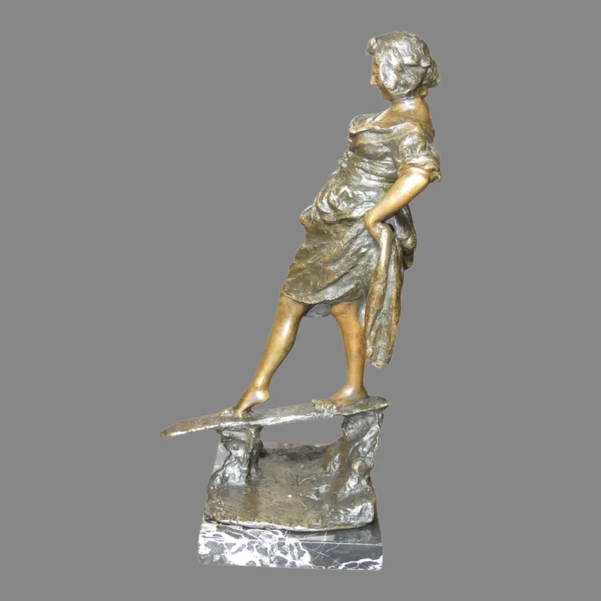 Bronze " L'équilibre " par Gabriel PARENTE à Naples 1875-1899