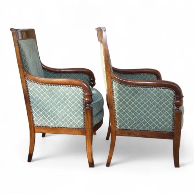 Paire de bergères époque Restauration , acajou 1820