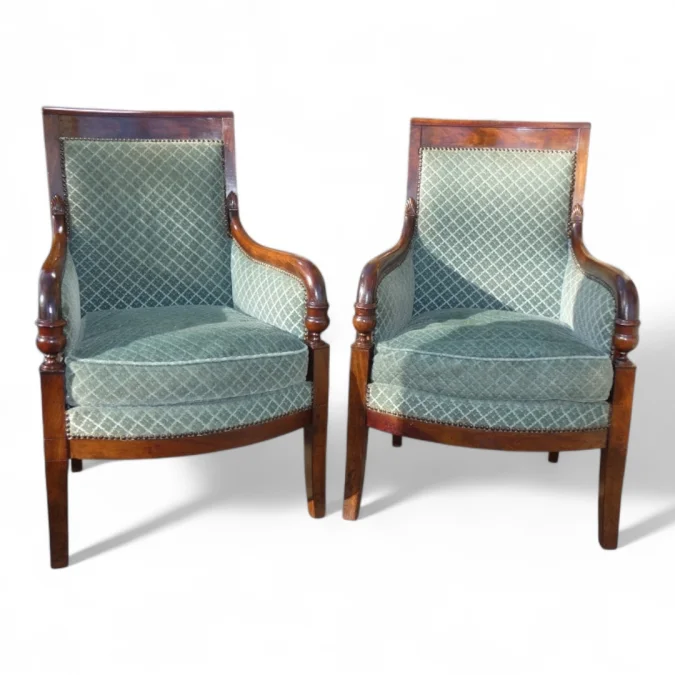 Paire de bergères époque Restauration , acajou 1820