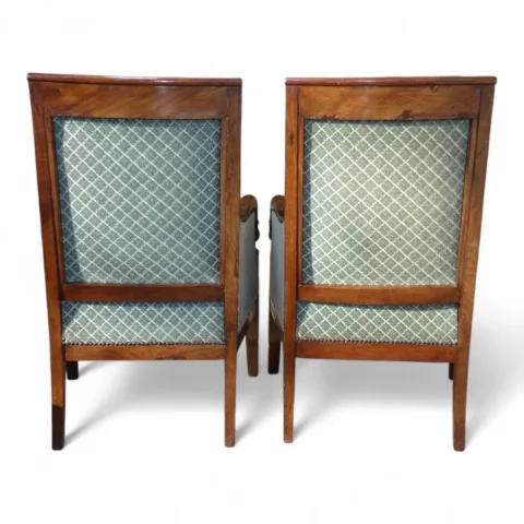 Paire de bergères époque Restauration , acajou 1820 — État correct