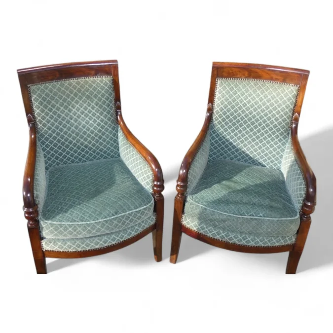 Paire de bergères époque Restauration , acajou 1820