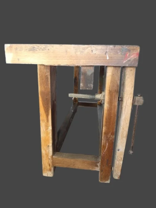 Etabli en bois ancien en chêne 100% d'origine