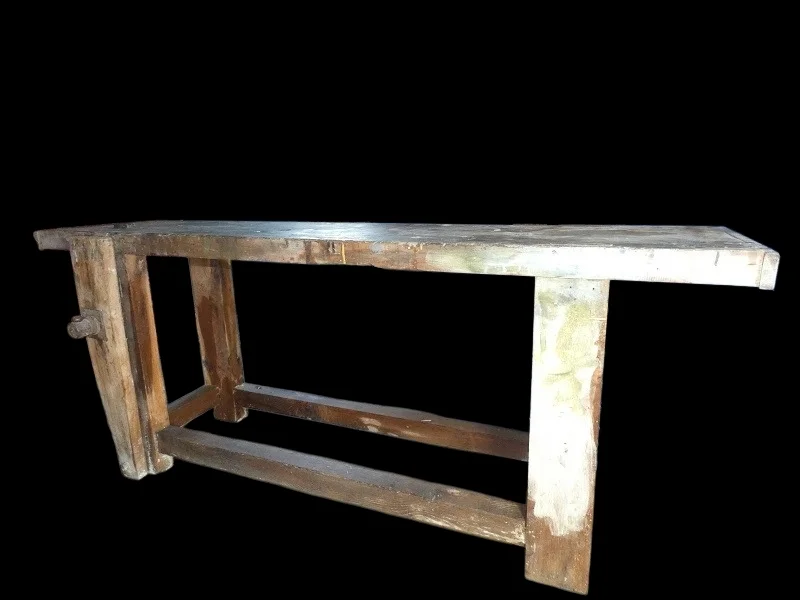 Etabli en bois ancien en chêne 100% d'origine