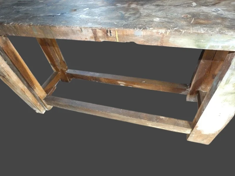Etabli en bois ancien en chêne 100% d'origine