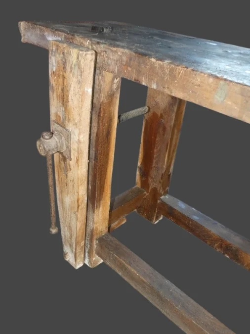 Etabli en bois ancien en chêne 100% d'origine