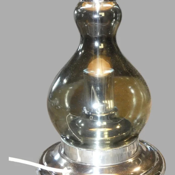 Richard Essig , Lampe De Salon , Métal Chromé Et Verre fumé , 1970.