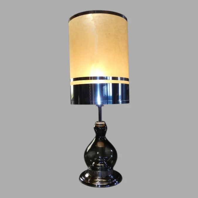 Richard Essig , Lampe De Salon , Métal Chromé Et Verre fumé , 1970.
