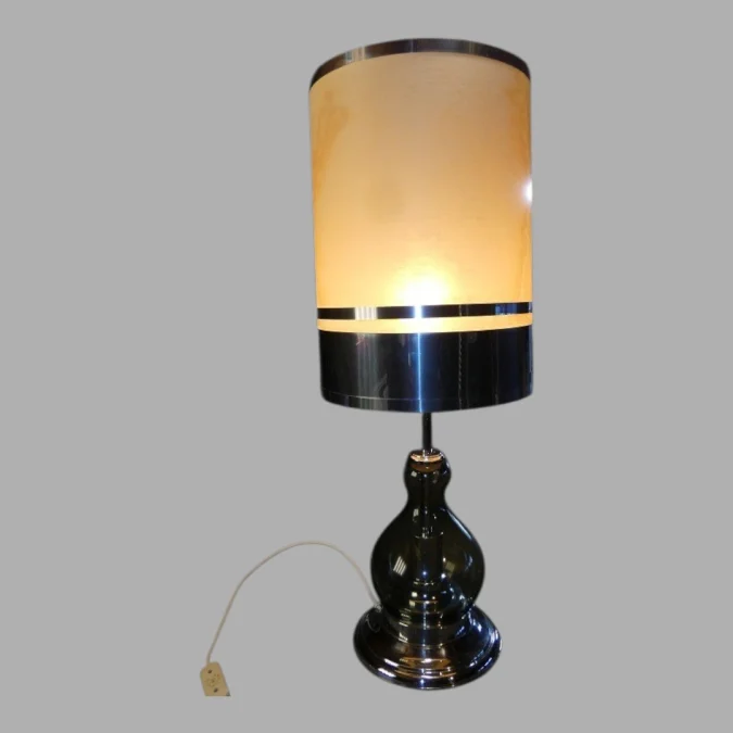 Richard Essig , Lampe De Salon , Métal Chromé Et Verre fumé , 1970.