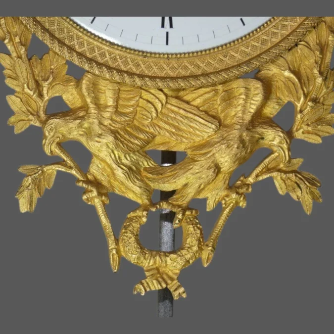 Pendule portique 1er EMPIRE - "LOPIN palais Royal n° 143" Carrare & bronze doré