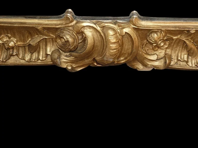 Miroir de boiserie "aux perroquets" en bois sculpté et laqué de style Louis XV