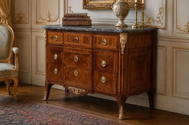 Partager Commode Transition Louis XV / XVI 18ème estampillée G.PRZIREMBEL — Très bon état
