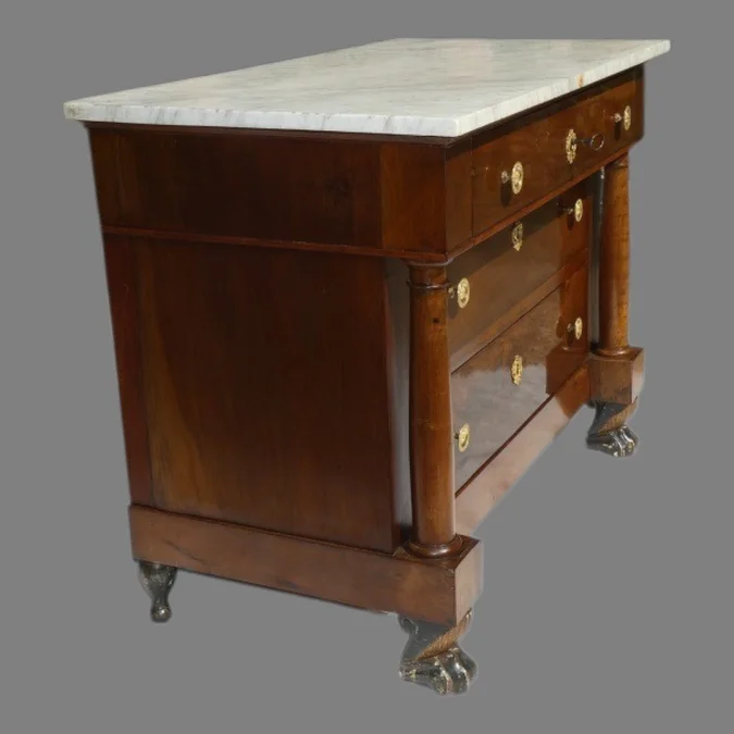 Commode Retour d'Egypte , 1er Empire en noyer dessus marbre- vers 1798- France