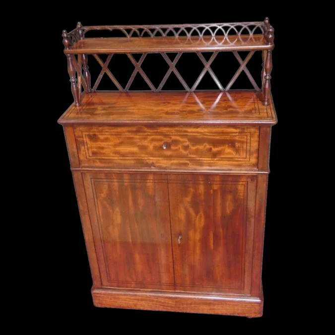 Meuble d'appui bonheur du jour , acajou ébène et citronnier Charles X vers 1820