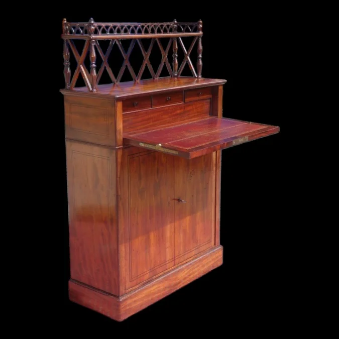 Meuble d'appui bonheur du jour , acajou ébène et citronnier Charles X vers 1820