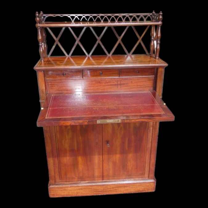 Meuble d'appui bonheur du jour , acajou ébène et citronnier Charles X vers 1820