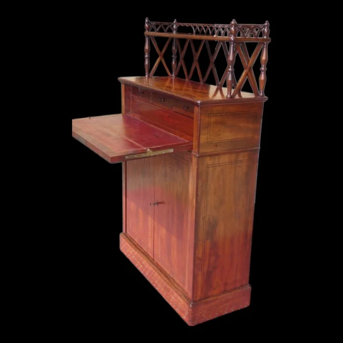 Meuble d'appui bonheur du jour , acajou ébène et citronnier Charles X vers 1820
