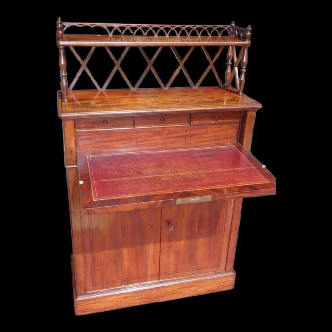 Meuble d'appui bonheur du jour , acajou ébène et citronnier Charles X vers 1820