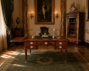 Bureau ministre Impero in mogano e bronzi dorati, circa 1820