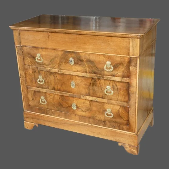 Commode d'époque Restauration vers 1830 en noyer blond- France — Très bon état