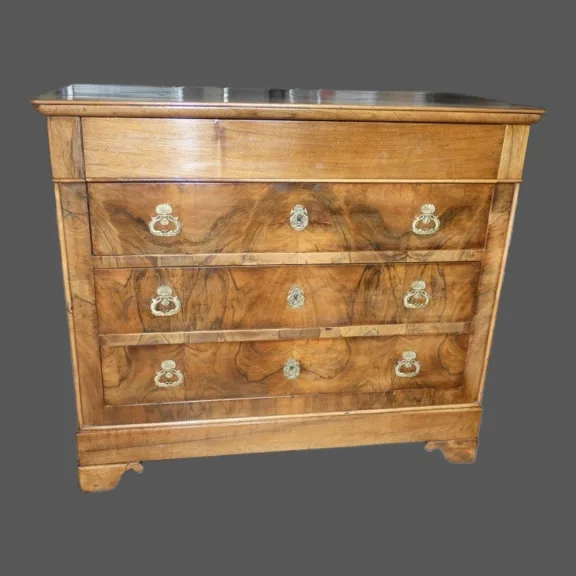 Commode d'époque Restauration vers 1830 en noyer blond- France — Très bon état