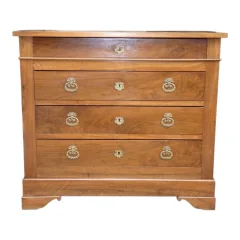 Commode de style Restauration 19ème en noyer massif blond- France-