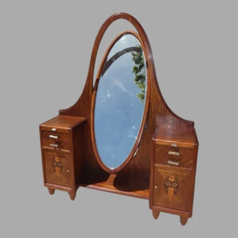 Frisiertisch mit Psyché-Spiegel von Louis Majorelle (1859–1926), circa 1919, Modell „Ginette" — Ausgezeichneter Zustand
