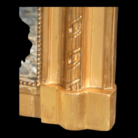 Large Louis XVI style gilt wood and stucco trumeau mirror, Napoléon III period — Very good condition