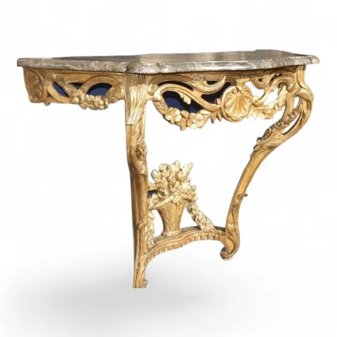 Konsole aus geschnitztem und vergoldetem Holz im Stil Louis XV / Régence, provenzalisch, 18. Jahrhundert — Guter Zustand