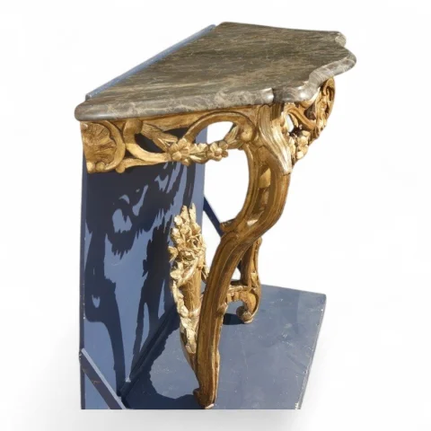 Konsole aus geschnitztem und vergoldetem Holz im Stil Louis XV / Régence, provenzalisch, 18. Jahrhundert — Guter Zustand