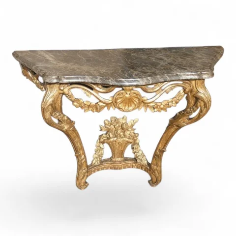 Konsole aus geschnitztem und vergoldetem Holz im Stil Louis XV / Régence, provenzalisch, 18. Jahrhundert — Guter Zustand