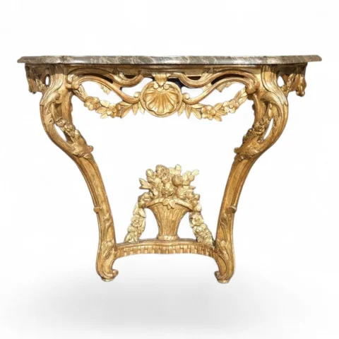 Konsole aus geschnitztem und vergoldetem Holz im Stil Louis XV / Régence, provenzalisch, 18. Jahrhundert — Guter Zustand