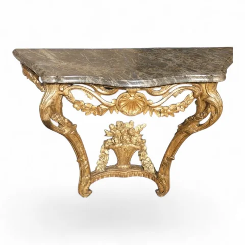 Konsole aus geschnitztem und vergoldetem Holz im Stil Louis XV / Régence, provenzalisch, 18. Jahrhundert — Guter Zustand
