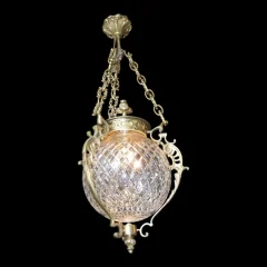Laterne aus Bronze und Baccarat-Kristall, circa 1900, Louis-XVI-Stil