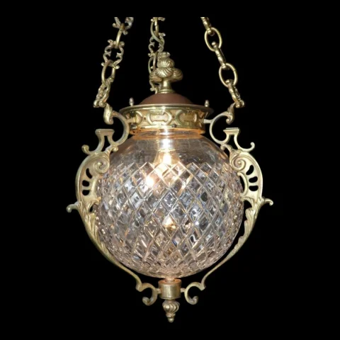 Laterne aus Bronze und Baccarat-Kristall, circa 1900, Louis-XVI-Stil — Sehr guter Zustand