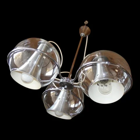 Space-Age-Vintage-Kronleuchter, 1960er/70er Jahre, Glas und Chrom, Raak, Erco — Ausgezeichneter Zustand
