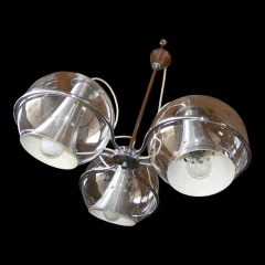Space-Age-Vintage-Kronleuchter, 1960er/70er Jahre, Glas und Chrom, Raak, Erco