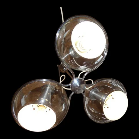 Space-Age-Vintage-Kronleuchter, 1960er/70er Jahre, Glas und Chrom, Raak, Erco — Ausgezeichneter Zustand