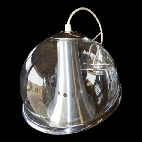 Space-Age-Vintage-Kronleuchter, 1960er/70er Jahre, Glas und Chrom, Raak, Erco — Ausgezeichneter Zustand