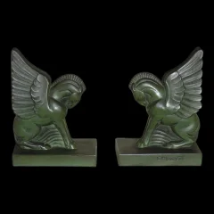 Paar Art-déco-Buchstützen „Pégase" von G.H. Laurent (1880–1940), circa 1930