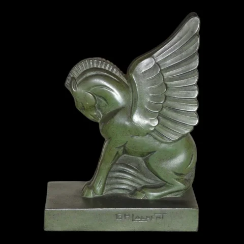 Paar Art-déco-Buchstützen „Pégase" von G.H. Laurent (1880–1940), circa 1930 — Ausgezeichneter Zustand